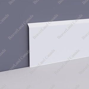BB504-PVC Flat Baseboard S127-E White 5” (Width) * 1/4” (Thick),  White, (Sell by Feet)